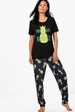 Boohoo Lola Pina Colada T & Legging Set