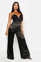 Boohoo Plain Satin Wide Leg Trouser