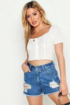 Boohoo Petite Broderie Anglaise Button Up Top