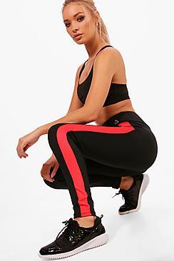 Boohoo Alice Fit Stripe High Waisted Running Legging