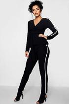 Boohoo Hayley Sports Stripe Belted Trouser Co-ord Set