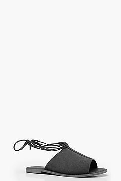Boohoo Isobel Wrap Up Suede Sandals