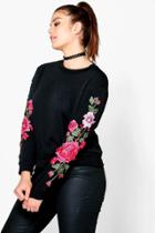 Boohoo Plus Anya Applique Sweatshirt Black