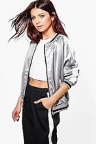Boohoo Zoe Satin Raglan Sleeve Zip Through Bomber