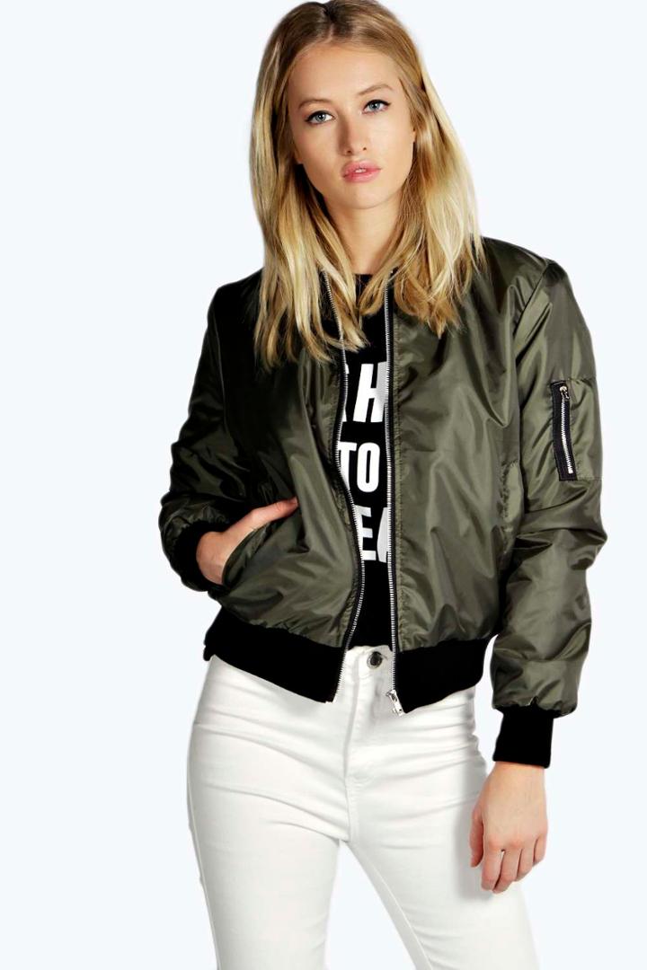 Boohoo Paty Ma1 Bomber Jacket - Khaki