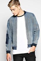 Boohoo Zip Through Ma1 Jean Jacket With Bomber Neckline Denim