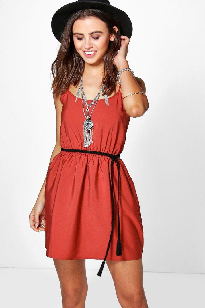 Boohoo Petite Julia Strappy Sundress Spice