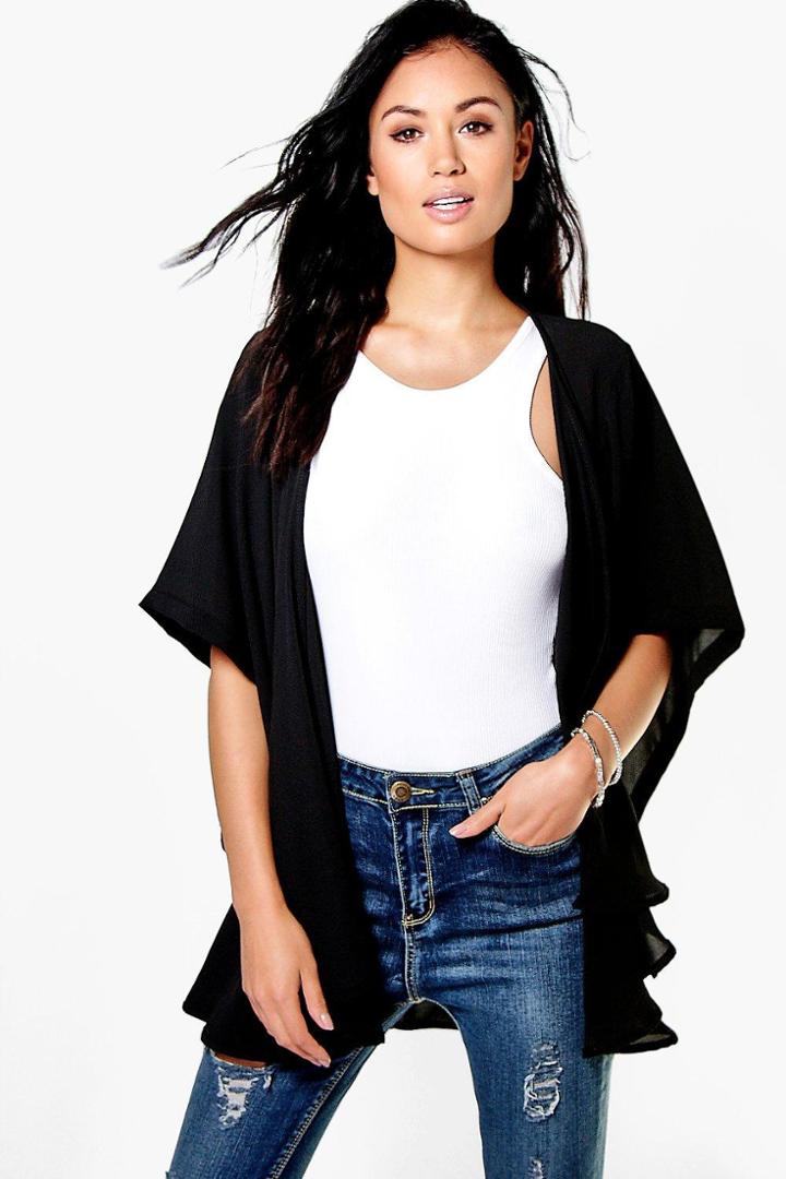 Boohoo Ava Crepe Kimono Black