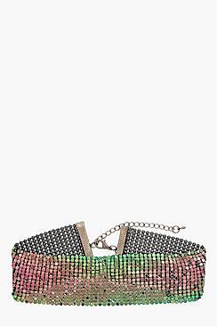 Boohoo Indescent Silver Choker
