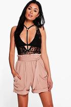 Boohoo Karina Turn Up Pocket Side Utility Shorts