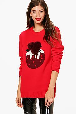 Boohoo Paige Pom Pom Xmas Pudding Christmas Jumper