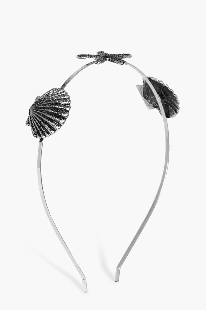 Boohoo Holly Starfish & Shell Headband Silver