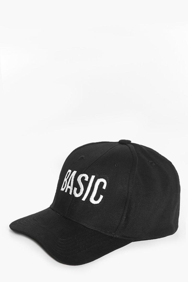 Boohoo Isabella Basic Slogan Baseball Cap Black
