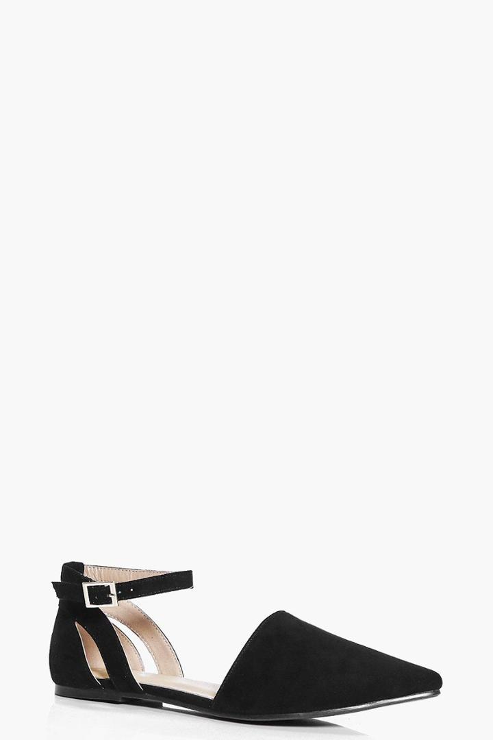 Boohoo Robyn Two Part Wrap Strap Pointed Flat Black