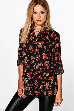 Boohoo Saffron Floral Print Shirt