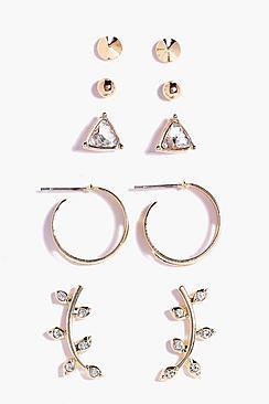 Boohoo Eloise Ear Cuff & Stud 5 Earring Set