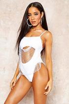 Boohoo Jewelled Net Cut Out Bandeau Swimsuit
