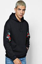 Boohoo Over The Head Hoodie With Sleeve Floral Embroidery