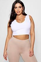 Boohoo Plus Eliza Split Front Rib Crop Top