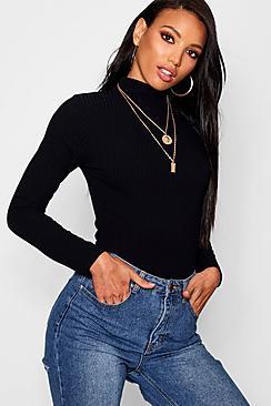 Boohoo Erin Rib Knit Turtle Neck Jumper