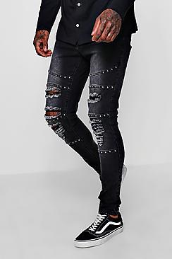 Boohoo Spray On Skinny Jeans With Embellishment