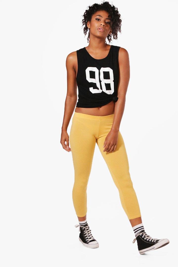 Boohoo Maisy Cropped Jersey Leggings Ochre