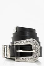 Boohoo Adira Single Buckle Western Belt Black