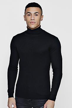 Boohoo Roll Neck Marl Rib Jumper
