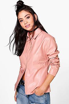 Boohoo Florence Pu Fitted Shirt