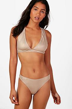 Boohoo Mallorca Metallic Bold Bikini