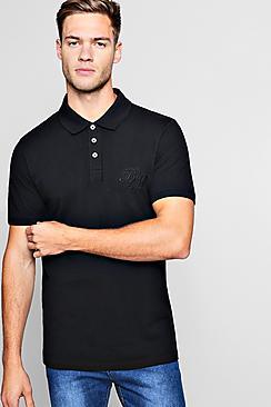 Boohoo Short Sleeve Bm Logo Pique Polo
