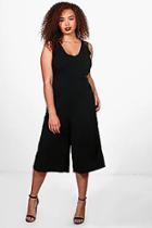 Boohoo Plus Mae Deep V Neck Cullotte Jumpsuit