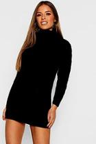 Boohoo Petite Roll Neck Cable Knit Jumper Dress