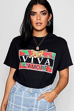 Boohoo Viva L'amore Slogan Tee