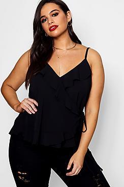 Boohoo Plus Amy Ruffle Wrap Cami