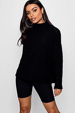 Boohoo Rachael Rib Knit High Neck Jumper