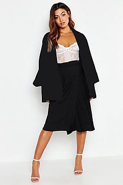 Boohoo Woven Pleated D Ring Belted Midi Skirt