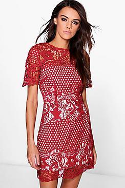 Boohoo Boutique Lila Crochet Border Bodycon Dress