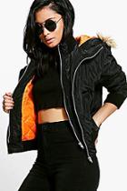 Boohoo Petite Megan Double Layer Ma1 Bomber Jacket