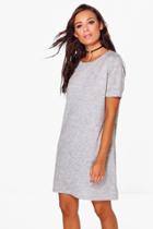 Boohoo Katie Brushed Knit T-shirt Dress Grey