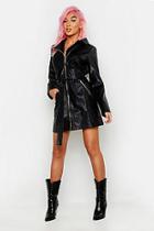 Boohoo Leather Look Utility Blazer Dress