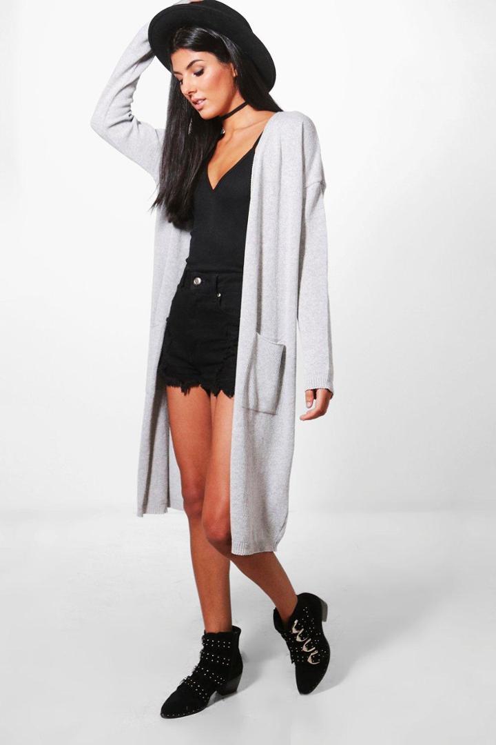 Boohoo Grace Edge To Edge Cardigan Grey