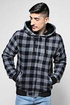 Boohoo Check Hoodie With Borg Lining