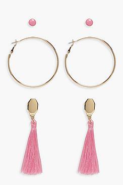 Boohoo Stud & Tassel Earring Pack