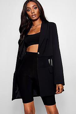 Boohoo Alyssa Tailored Mesh Insert Pocket Blazer