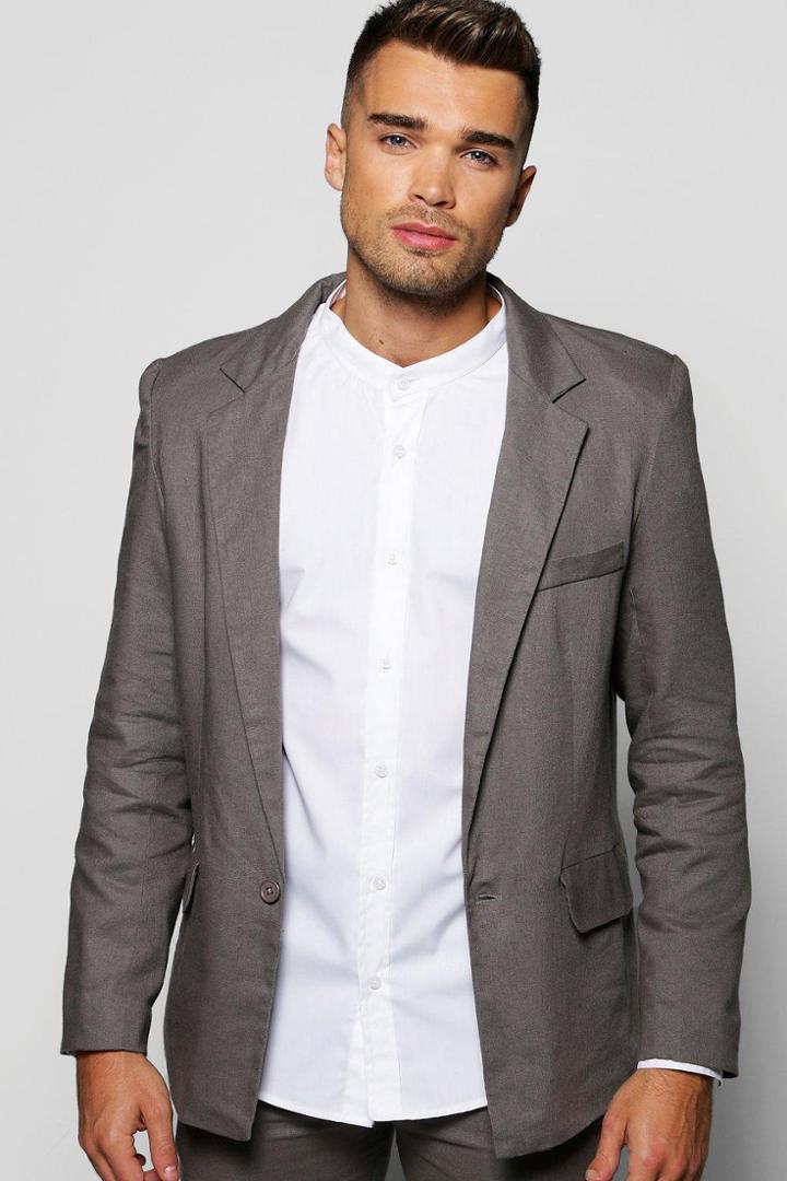 Boohoo Smart Flecked Single Breasted Jacket Grey