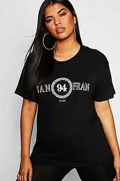 Boohoo Plus San Fran Slogan T-shirt