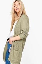 Boohoo Leah Open Front Cardigan With Pockets