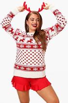 Boohoo Plus Reece Fairisle Knitted Christmas Jumper