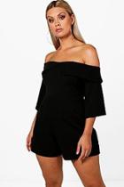 Boohoo Plus Natasha Fold Bardot Playsuit